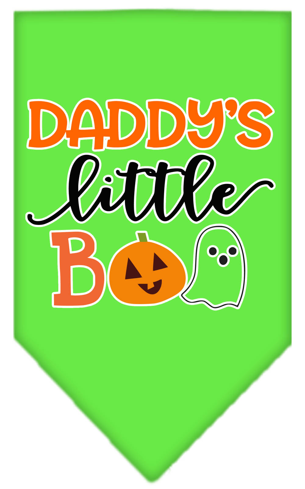 Daddy's Little Boo Screen Print Bandana Lime Green Large
